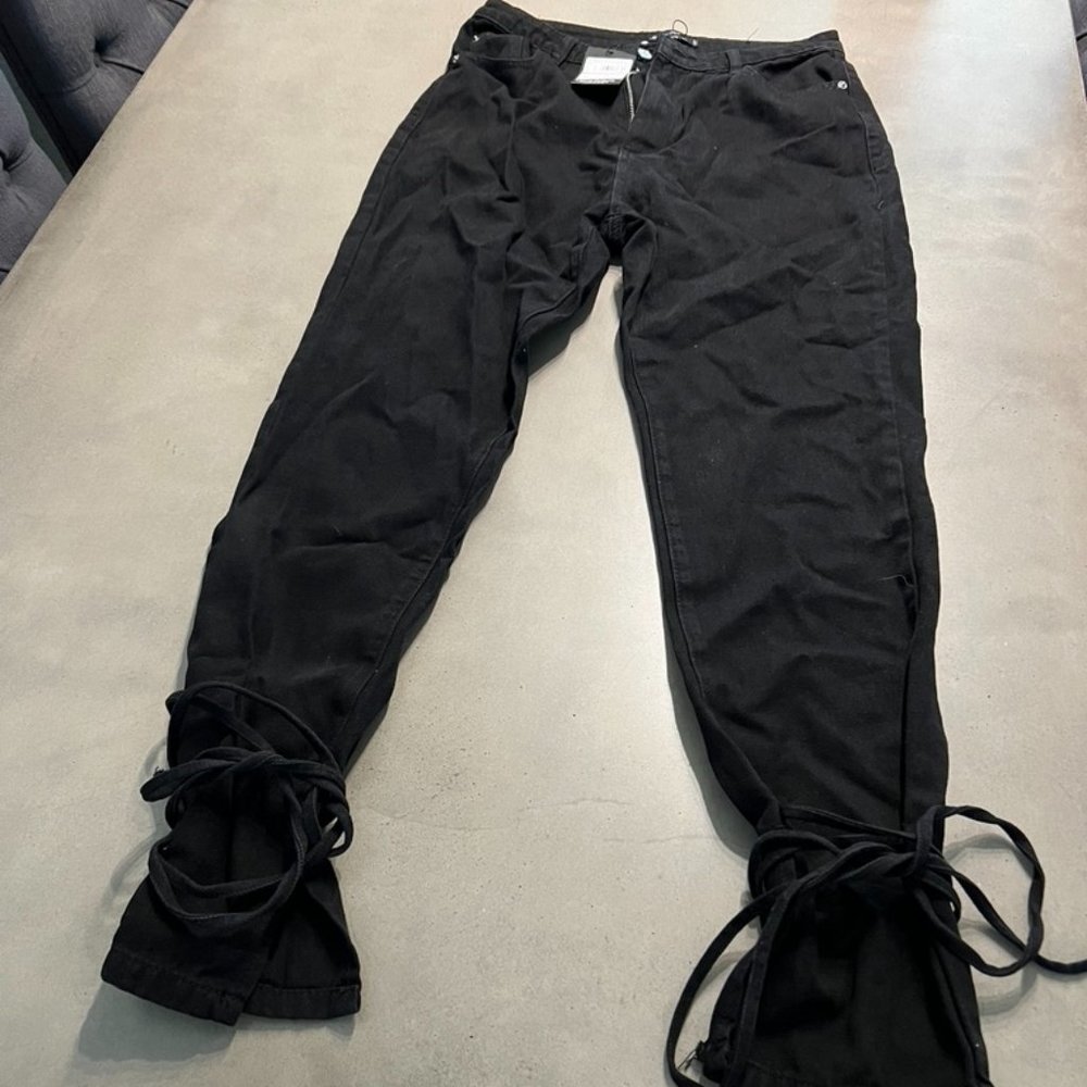 misguided flare leg black size 10 jeans